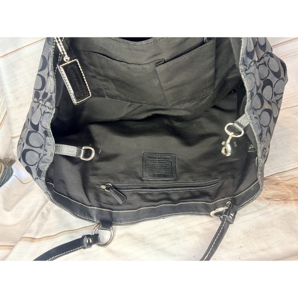 Vintage Y2K Coach F19291 XL Gabby Signiture Tote Bag Black Jacquard Canvas Prep - Picture 8 of 10